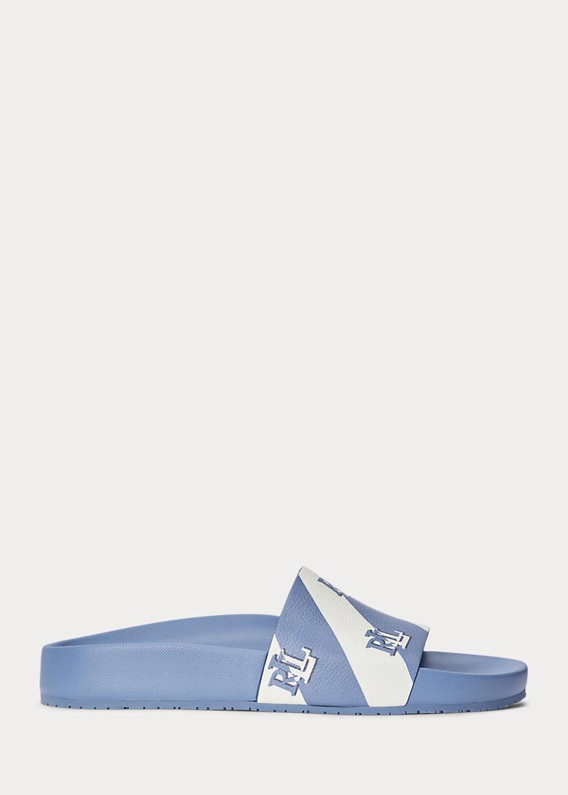 Sandały Lauren Damska Niebieskie Audrina Logo Faux-Leather Slide 045219-WIY